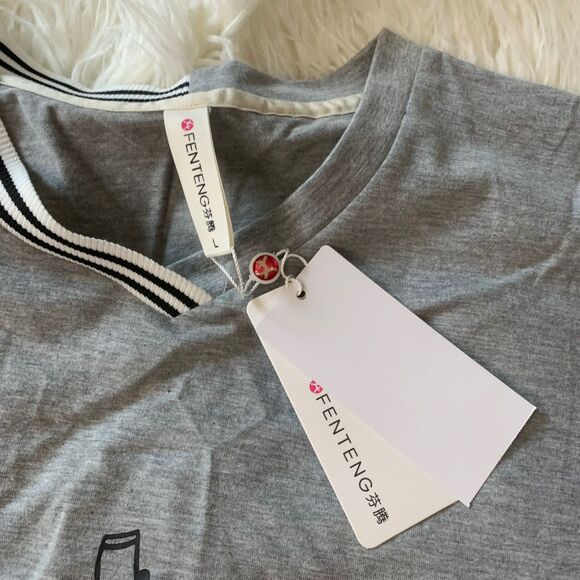 NWT "Meow or Never" Gray Kitty Cat Short Sleeve Sleepshirts Nightgown pajamas L - Picture 3 of 11